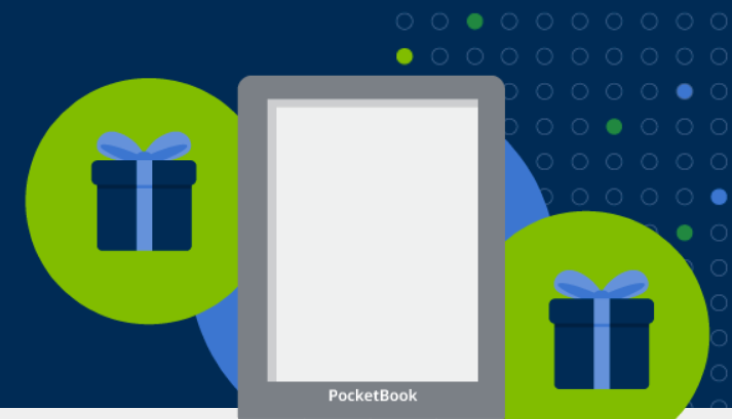 Stilizēts attēls ar e-grāmatu lasītāju Pocket Box