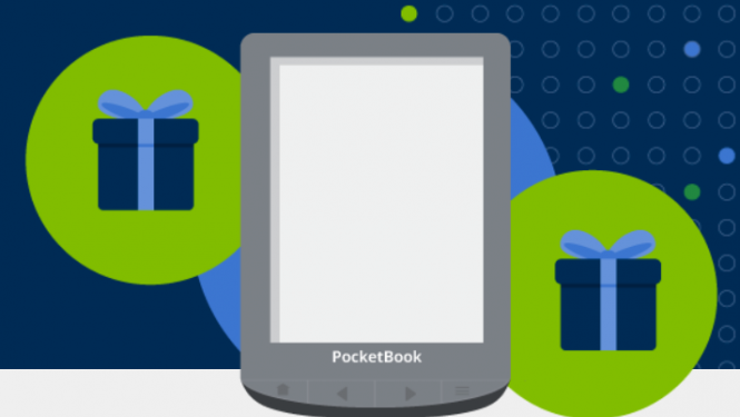 Stilizēts attēls ar e-grāmatu lasītāju Pocket Box