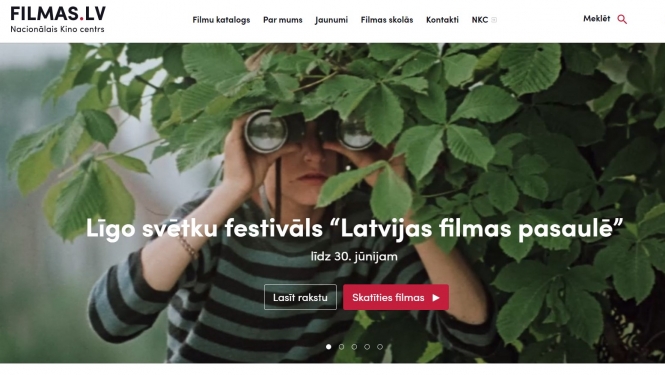Portāla Filmas.lv ekrānšāviņš ar Līgo filmu festivāla pieteikumu