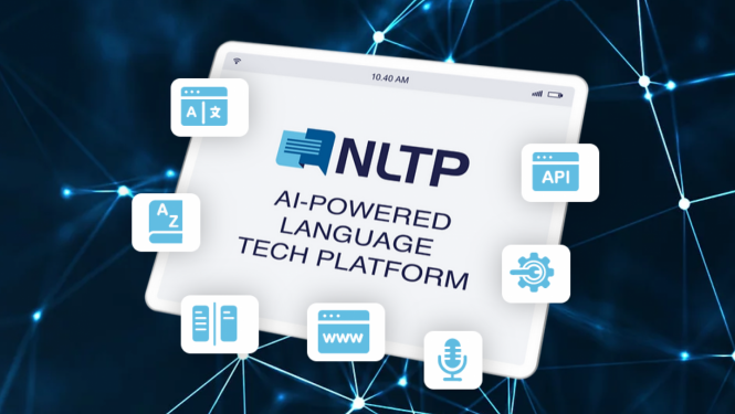 Planšete ar uzrakstu NLTP un platformas funkciju ikonām