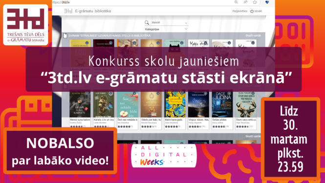 Digitālās nedēļas 2025 logo ar uzrakstu ar konkursa nosaukumu un 3td.lv logo