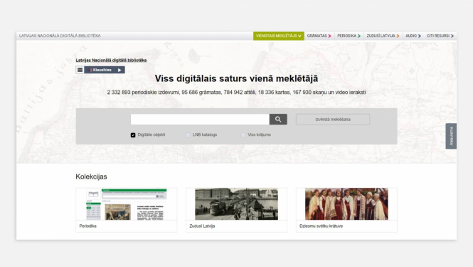 Platformas digitalabiblioteka.lv ekrānšāviņš
