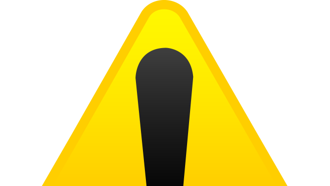 Trīsstūris ar izsaukuma zīmi uz dzeltena fona