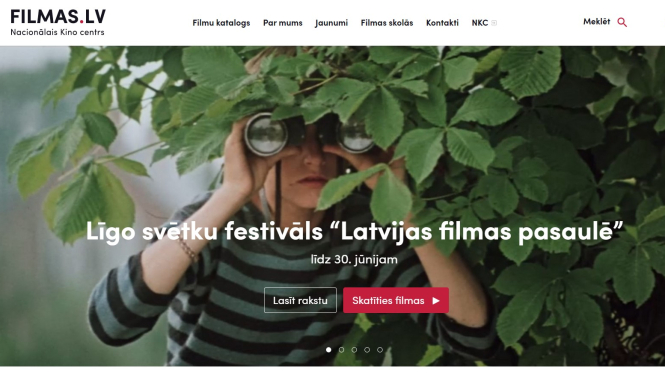Portāla Filmas.lv ekrānšāviņš ar Līgo filmu festivāla pieteikumu