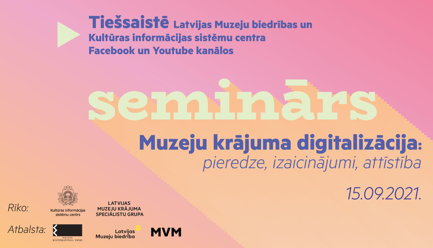 Semināra baneris ar dizainētu semināra nosaukumu