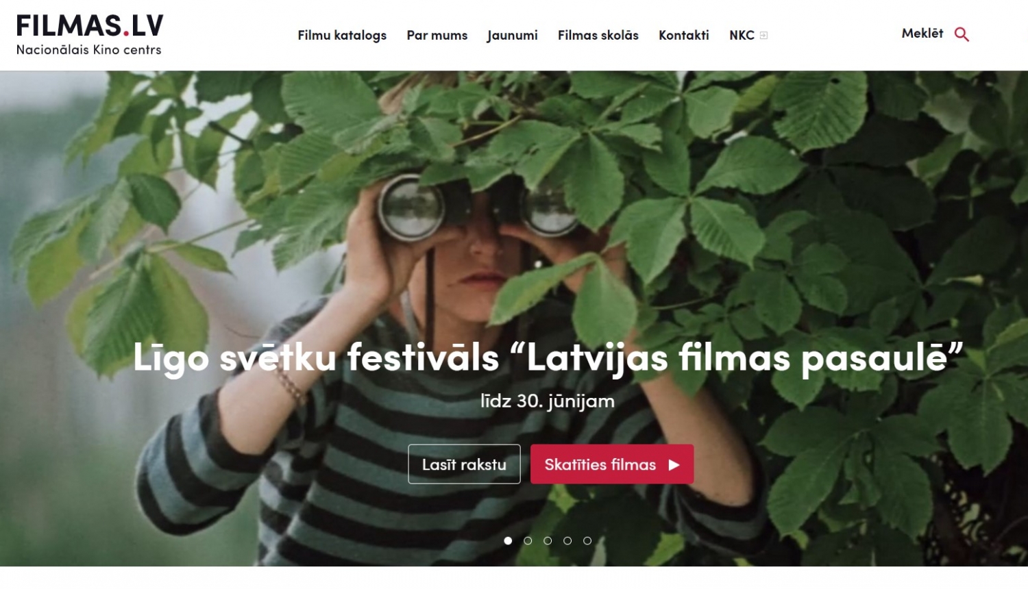 Portāla Filmas.lv ekrānšāviņš ar Līgo filmu festivāla pieteikumu